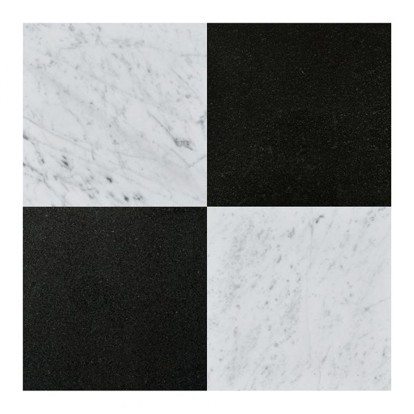 White Carrara-Absolute Black Pattern Honed Or Polished