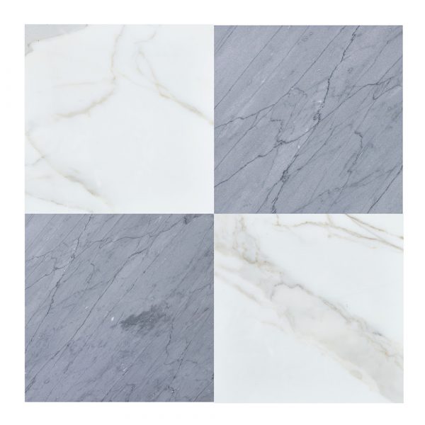 White Carrara-Nero Marquina Pattern Honed Or Polished