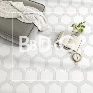 Demure White Mosaic. BDG Luxury Showroom Mosaic and Natural Stone. Free Mosaic Demure White Sample. Book an appointment