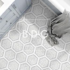 Hexagon Chain Cool Mosaic. BDG Luxury Showroom Mosaic and Natural Stone. Free Mosaic Hexagon Chain Cool Sample. Book an appointment
