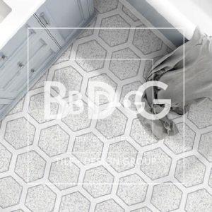 Hexagon Chain Cool Mosaic. BDG Luxury Showroom Mosaic and Natural Stone. Free Mosaic Hexagon Chain Cool Sample. Book an appointment