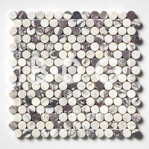 Calacatta Viola Honed Penny Round Marble Mosaic