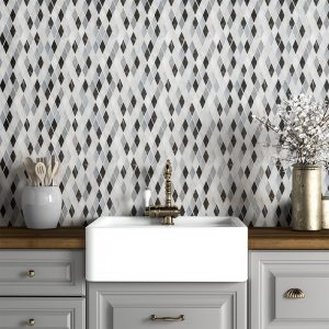 Allure L Iris Black Bianco Dolomiti Cl Honed Hazem Marble Mosaic 12×12