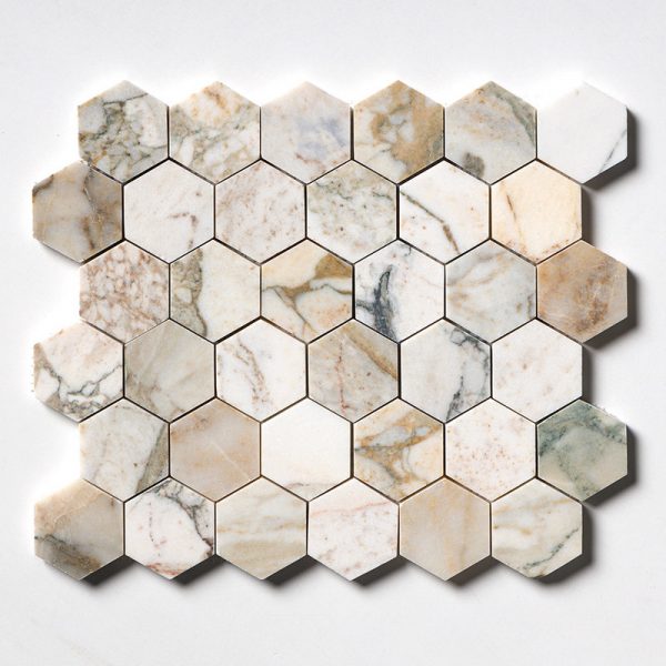 Calacatta Green Honed Hexagon 2 Marble Mosaic 10 3/8×12