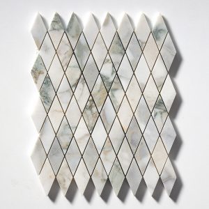 Calacatta Green Honed Rhomboid Marble Mosaic 8 3/4×10 9/16