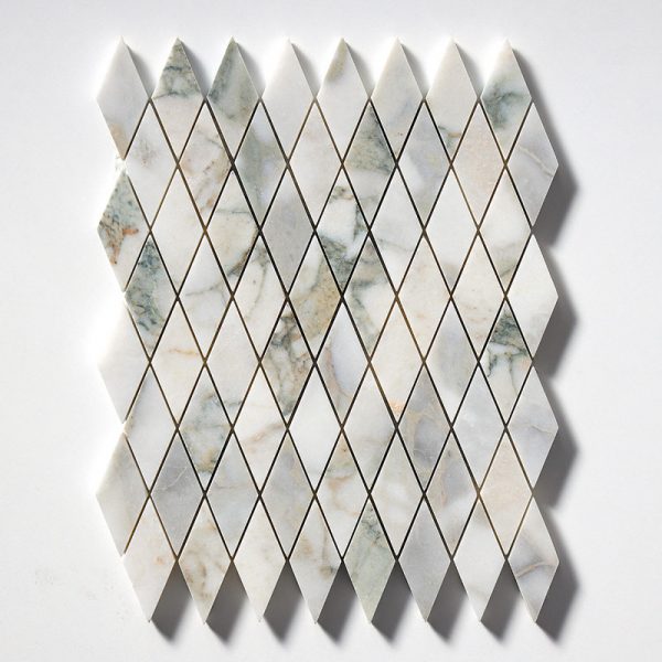 Calacatta Green Honed Rhomboid Marble Mosaic 8 3/4×10 9/16