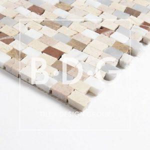 Multicolor Multi Finish Broken Joint Marble Mosaic 11 3/4×12