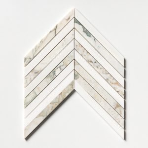 Calacatta Green Honed Thin Chevron Waterjet Marble Mosaic 10×13 NW00151