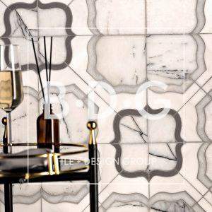 Glacier, Lilac Light, Snow White, J19 Multi Finish Colette Waterjet Marble Mosaic
