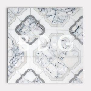 Glacier, Lilac Light, Snow White, J19 Multi Finish Colette Waterjet Marble Mosaic