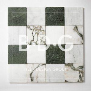 Glacier, Calacatta Green, Verde Tia Honed 4x4 Marble Mosaic