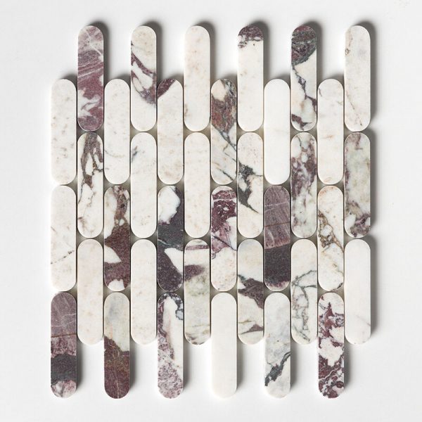 Calacatta Viola Honed Pill Marble Mosaic