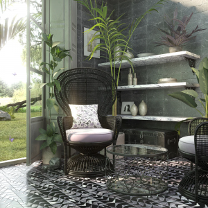 Mumbai Diamond Black Waterjet Mosaic