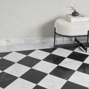 10” X 10” TULIP BLACK (P) Akdo Marble Tile