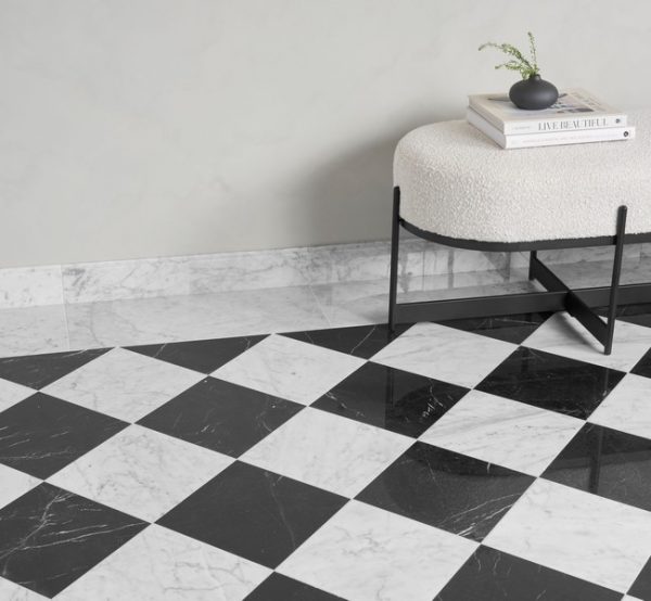 10” X 10” TULIP BLACK (P) Akdo Marble Tile